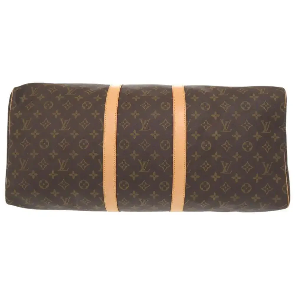 LOUIS VUITTON Authentic Brown Monogram Keepall 55 Boston Bag